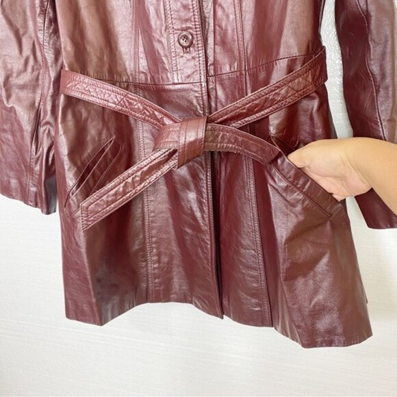 Classic Directions Leather Chestnut Button Front Fully Lined Leather Jacket Sz12 - Picture 4 of 12